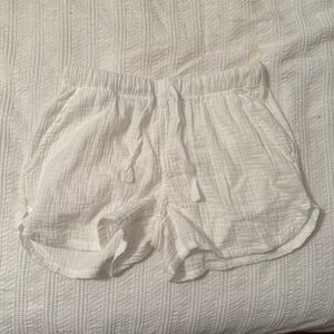 White linen shorts